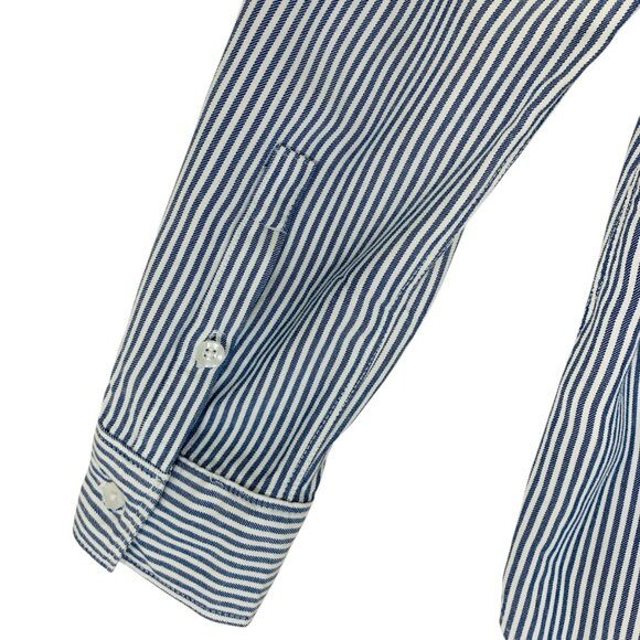 Tahari Women’s Button down blouse top Size med blue and white - Picture 5 of 14